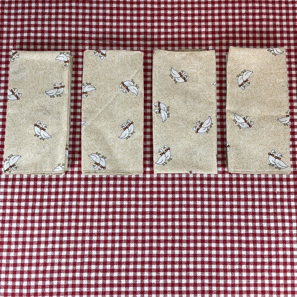 80s style goose patterned cloth napkins Set of 4 HANDMADE 18"x18"